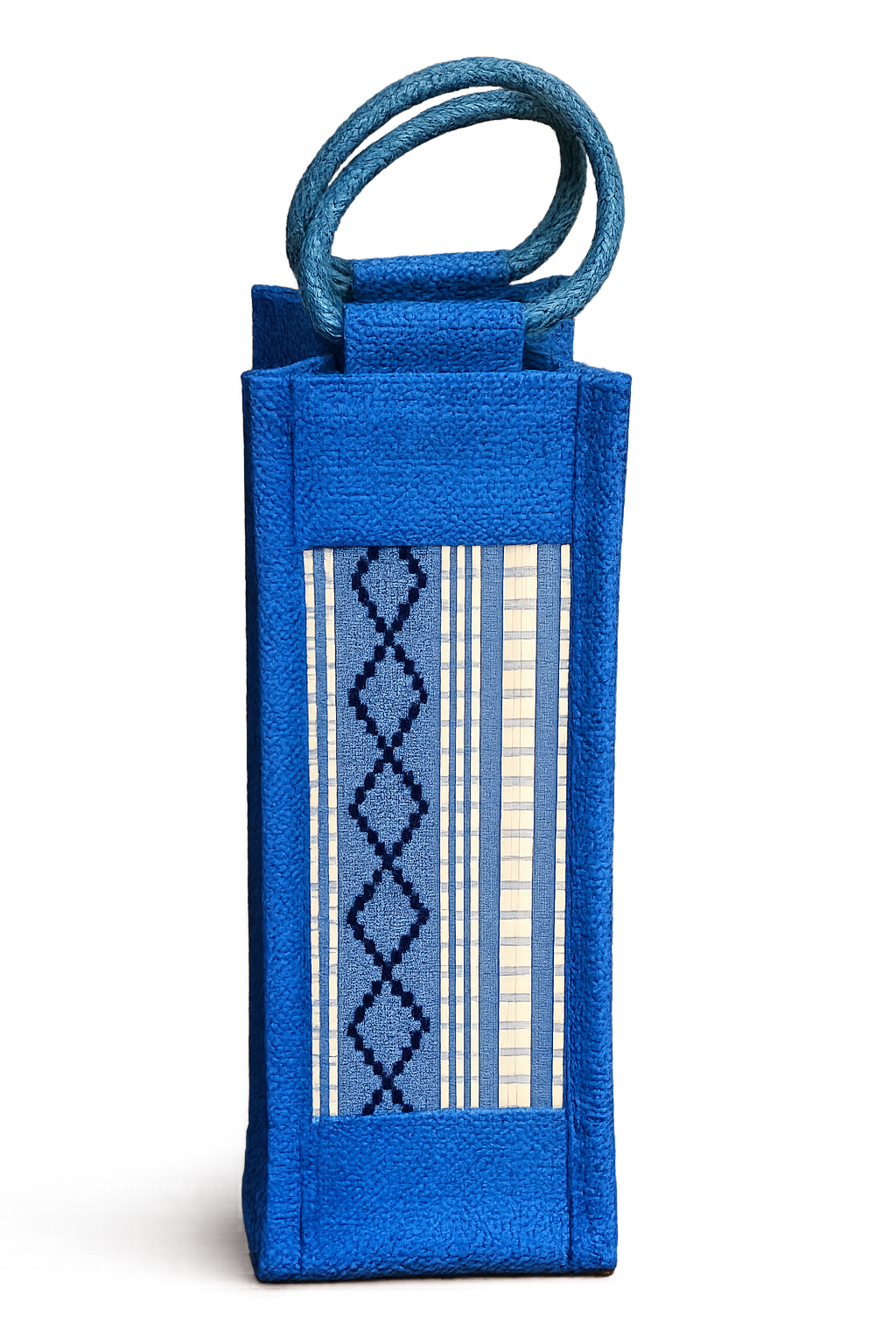 Sturdy Blue Jute Wine Bag Holder
