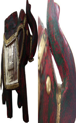 Wood Elephant in Antique color with Brass work (Handicraft)