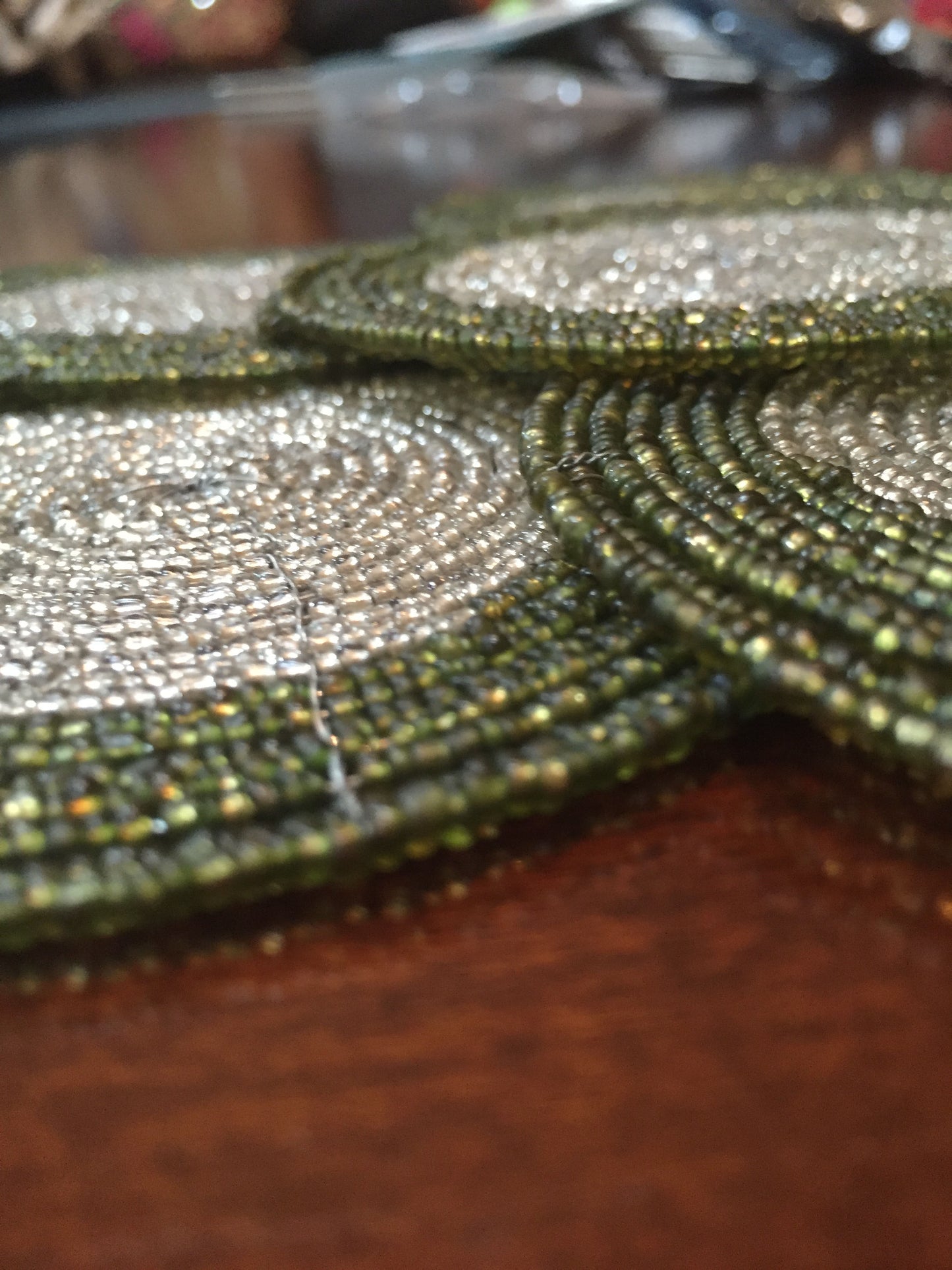 Green & Silver Bead Coasters - Set of 6