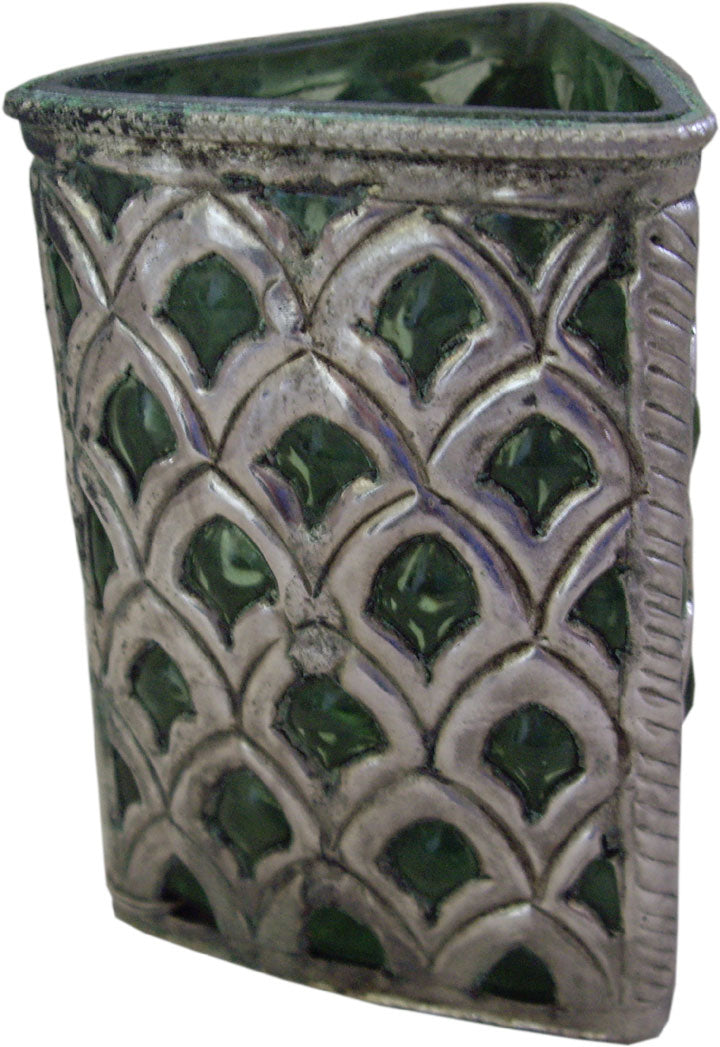 Pen Holder in Glass and White Metal (Handicraft)