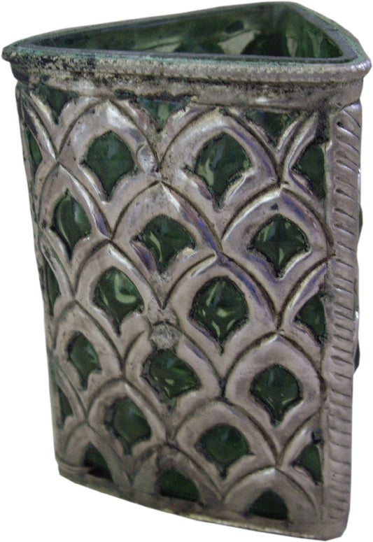 Pen Holder in Glass and White Metal (Handicraft)