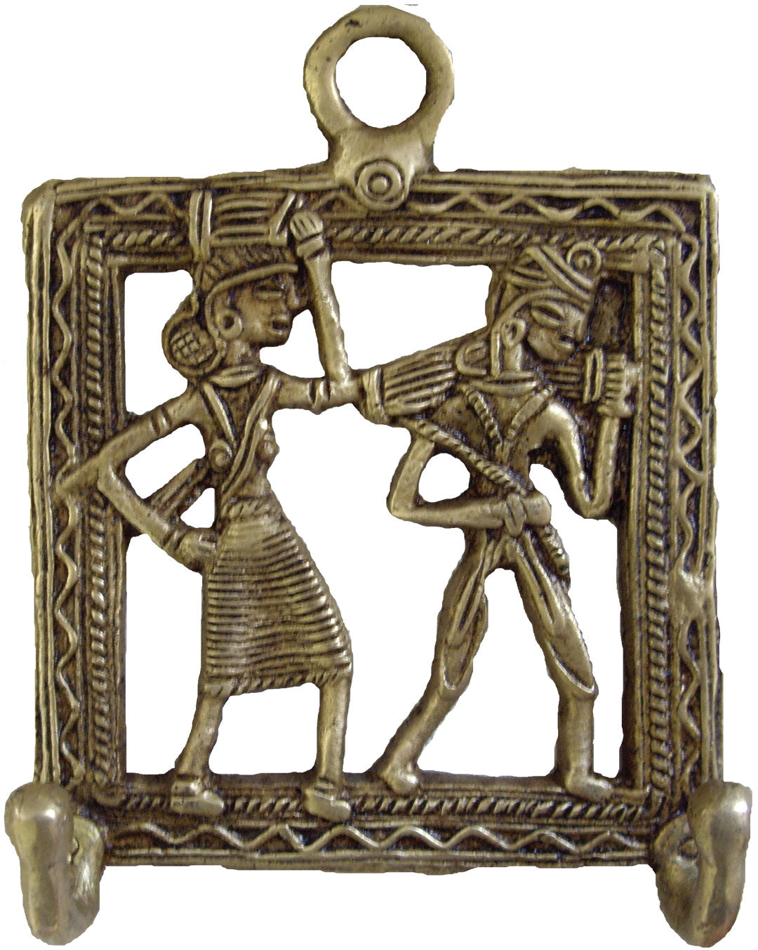 Tribal Couple Coat Rack in Brass