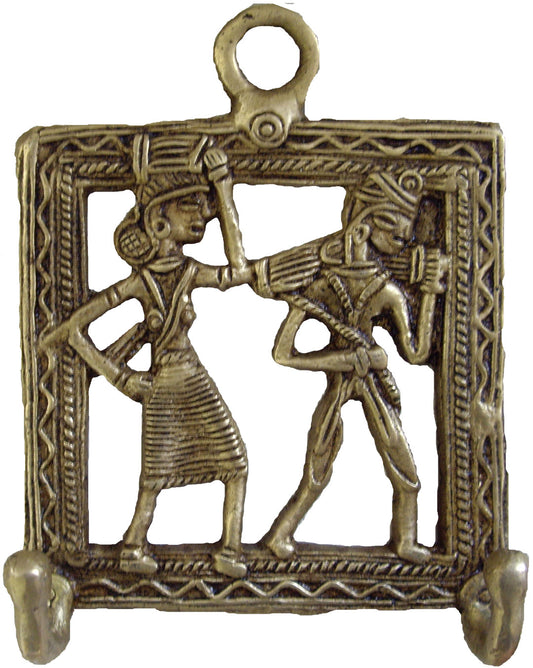 Tribal Couple Coat Rack in Brass