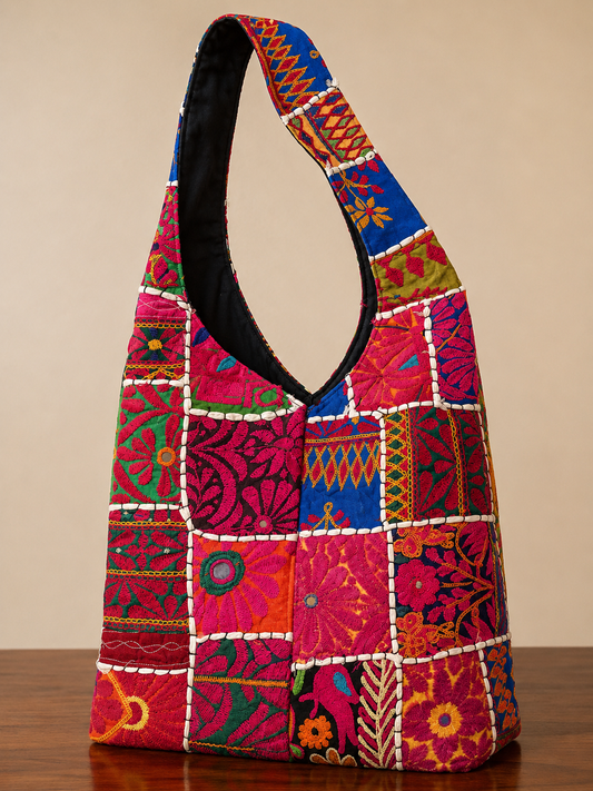 Bold & Bright Hand Embroidered Shoulder Bag