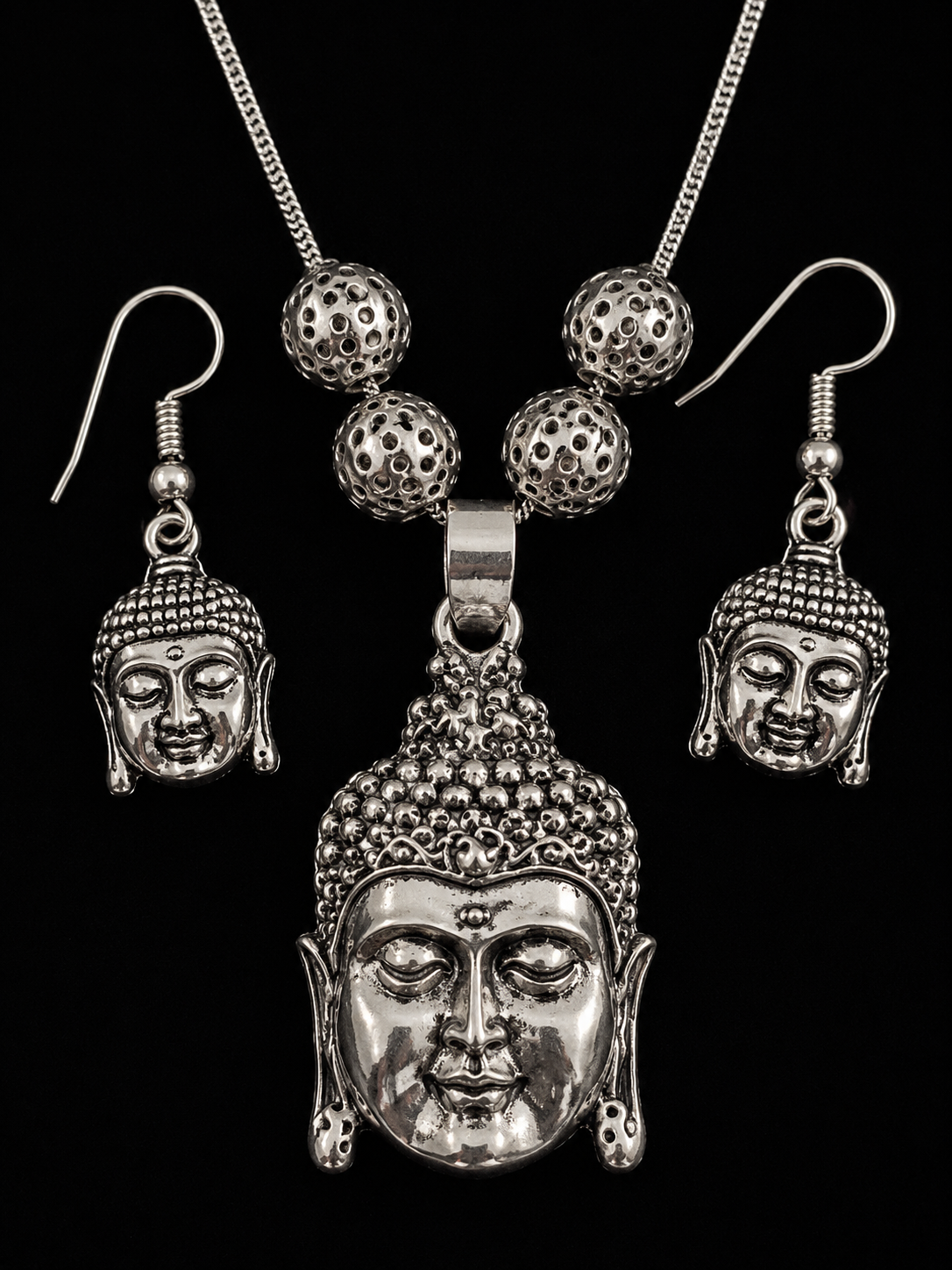 Buddha Necklace with Earrings