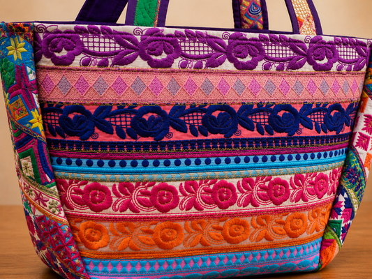 Floral Kutch Hand Embroidered Tote Bag