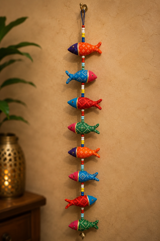Multicolor Fabric Fish Hanging – Handmade Decorative Wall Hanging (38”)