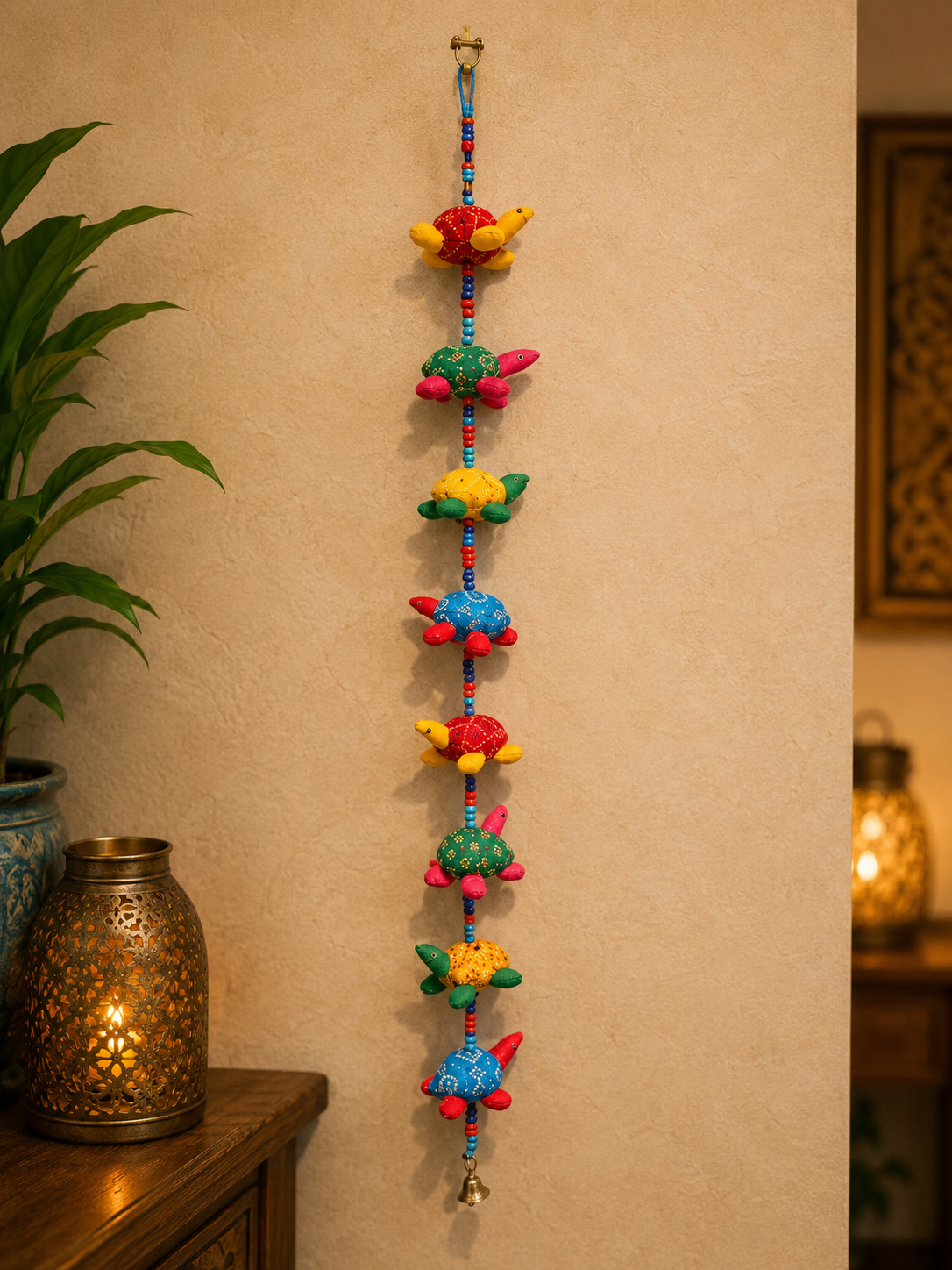 Multicolor Handmade Fabric Turtle Hanging – Decorative Wall Hanging (38”)